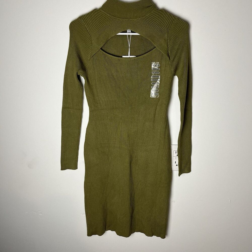 Lucyparis Cut Out Front Ribbed Long Sleeve Stretchy Bodycon Mini Dress NWT​